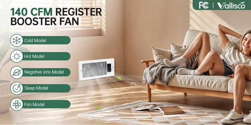 Product Introduction of 4"x10" Register Booster Fan for Wall & Floor Vents, 10-Speed Quiet Ventilation Fan with Thermostat & Remote, Negative Ion Air Vent Booster, Enhances Airflow & Home Comfort Enhancement 4