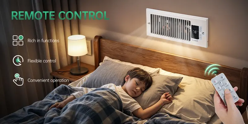 Product Introduction of 4"x10" Register Booster Fan for Wall & Floor Vents, 10-Speed Quiet Ventilation Fan with Thermostat & Remote, Negative Ion Air Vent Booster, Enhances Airflow & Home Comfort Enhancement 5