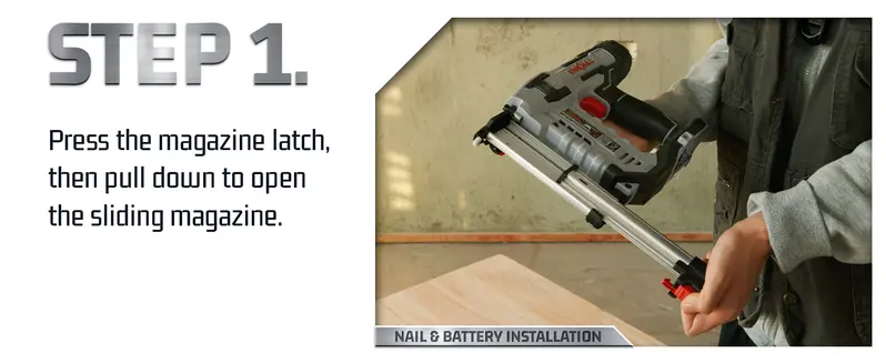Product Introduction of Electric Nail Gun, LINKNAL Cordless Brad Nailer Battery Powered,18 Gauge, 2×20V MAX Li-ion Batteries, Charger and 1000 Nails Included (L820-BN) FathersDayGift 7