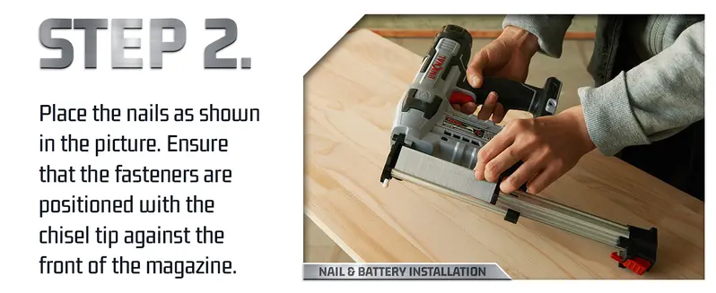Product Introduction of Electric Nail Gun, LINKNAL Cordless Brad Nailer Battery Powered,18 Gauge, 2×20V MAX Li-ion Batteries, Charger and 1000 Nails Included (L820-BN) FathersDayGift 8
