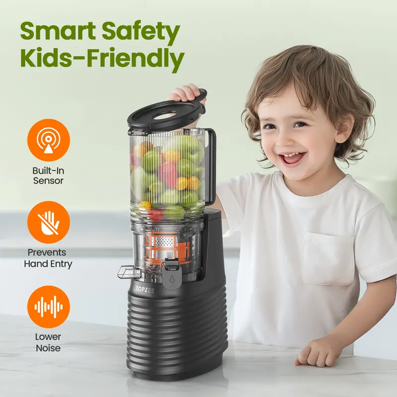 Product Introduction of Large Caliber Cold Press Juicer, Detachable Bidirectional Filter Masticating Juicer Machines with Juice Cup, 65RPM, Dishwasher Safe, Grey 18