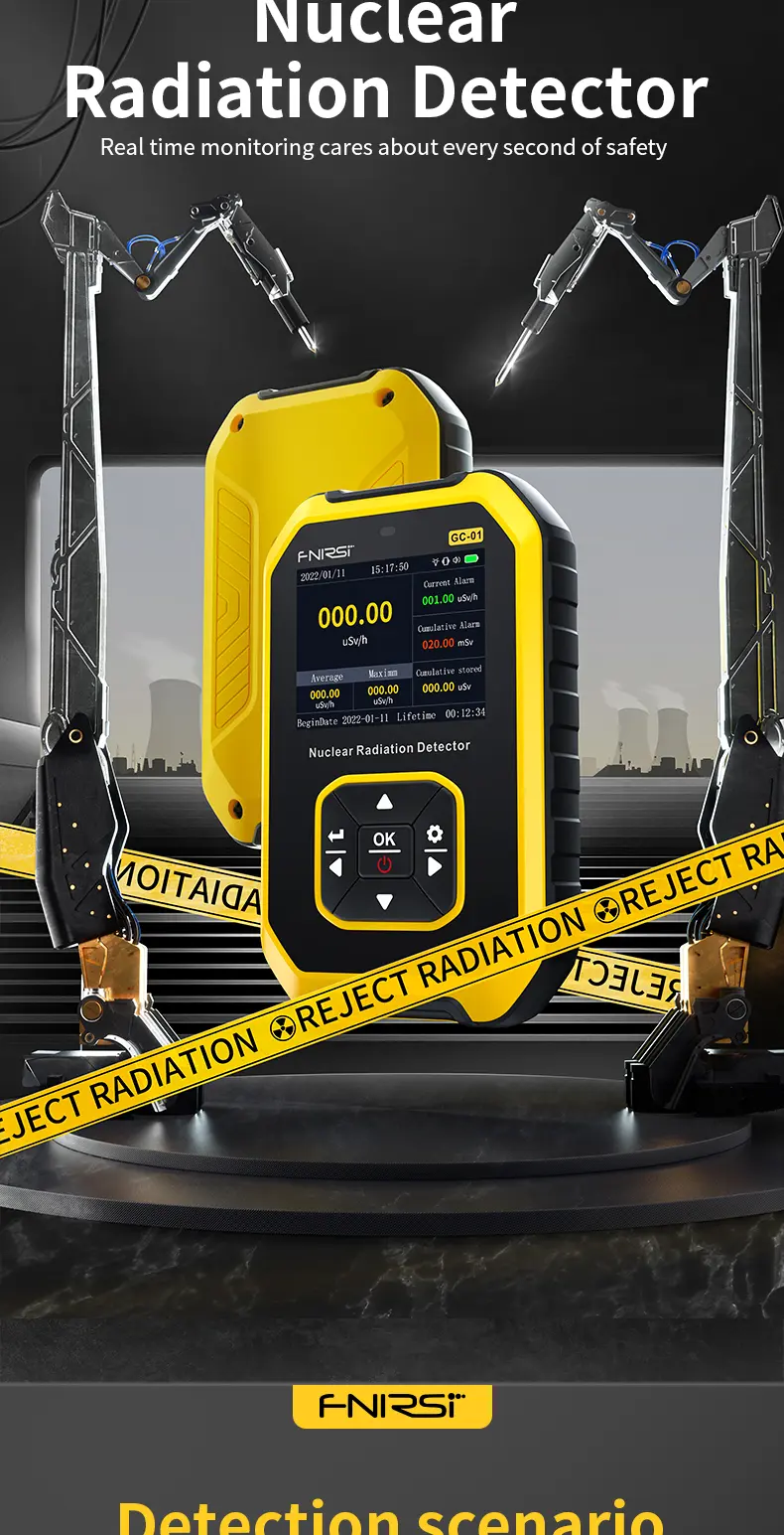 Product Introduction of FNIRSI GC-01 Geiger Counter Nuclear Radiation Detector Personal Dosimeter X-ray γ-ray β-ray Radioactivity Tester Marble Detector 8