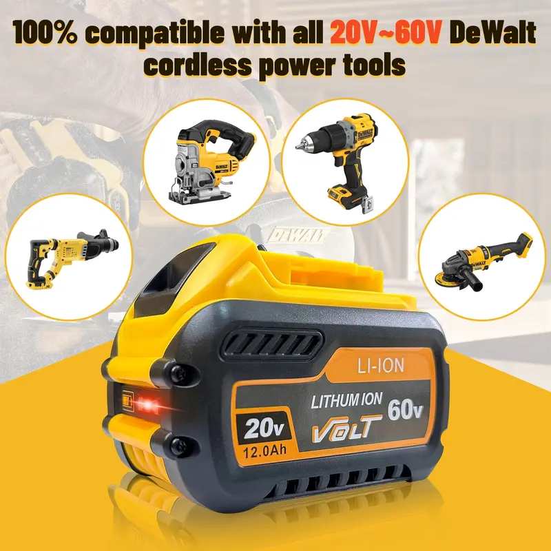 Product Introduction of DEWALT FLEXVOLT Replacement Battery 12.0Ah - Compatible with 20V/60V MAX Tools (DCB609, DCB606, DCB612) 3