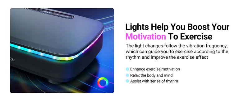 Product Introduction of Dealsforyoudays MERACH Light Vibration Plate Exercise Machine with Bluetooth & Light , Lymphatic Drainage Machine, Whole Body Workout Vibration Platform for Fitness 5