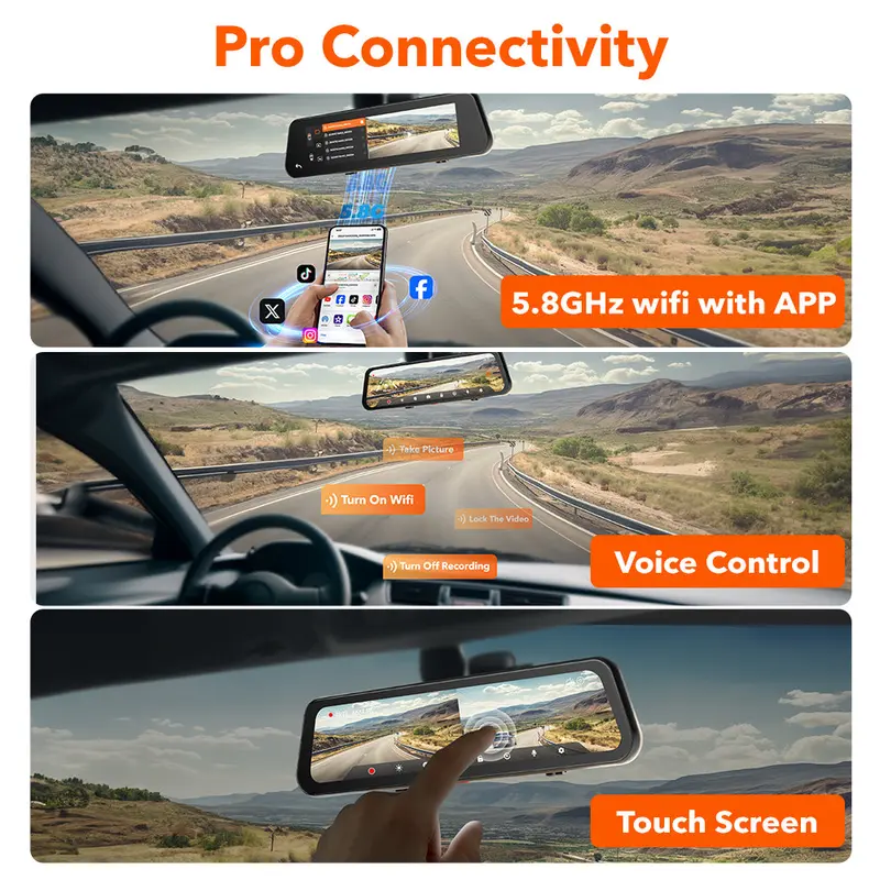 Product Introduction of WOLFBOX G900Pro 12MP WiFi Touch Screen Smart Rear View Mirror Dash Cam with 8MP IMX678 Sensor and Enhanced Low-Light Sensitivity FathersDayGift 11