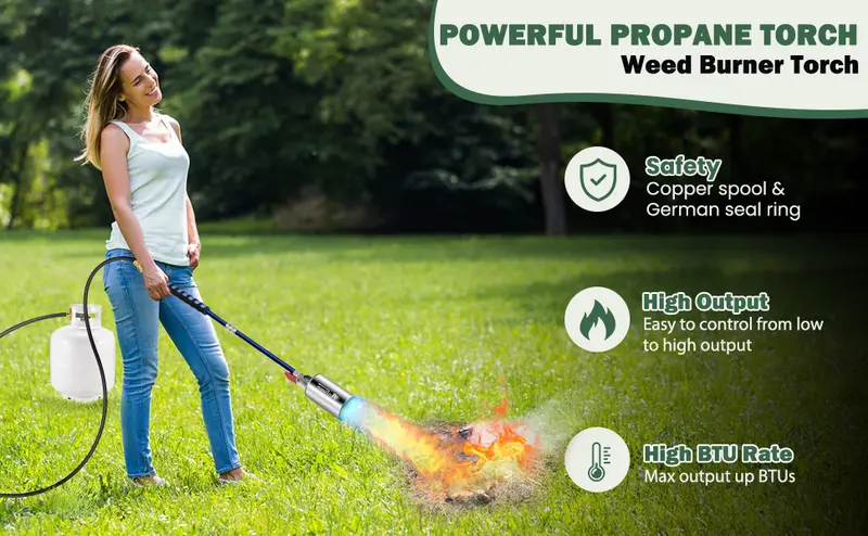 Product Introduction of ARTFLAMM Springtok Propane Torch Weed Burner Kit with Storage Bag, Weed Torch with 10 FT Hose, Self Igniter Weed Flame Torch for Fire Pit, Roofing 2