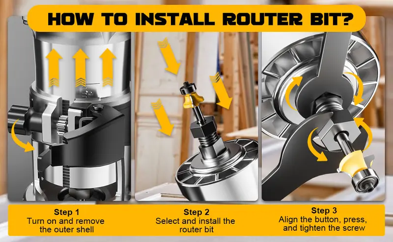 Product Introduction of 800W Cordless Compact Router for DeWalt 20V Battery, Battery NOT Included, 6 Variable Speeds Router Tool for Woodworking, 30,000 RPM Fixed Base Wood Router with Trim Router Bits, Edge & Roller Guide, Dust Hood FathersDayGift 13
