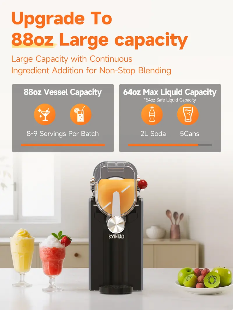 Product Introduction of Slushie Machine, Soft Serve Ice Cream Machine, Adjustable Delay Start & Ice Retention Slushy Machine with 6 Preset Programs,Frozen Drink Maker for slush, Margaritas, Smoothie, FrappƩs, Milkshakes, and More, Auto-CleaningAdjustable,Delay,Slushie,lce, 5