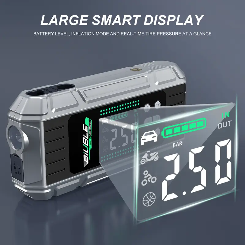 Product Introduction of [FathersDayGift] 10000A (All Gas, 12L Diesel) Portable Car Jump Starter with Air Compressor, Blower All-in-One, Fast Charging 65W Laptop Power Bank with 150PSI Tire Inflator,  Car Battery Jump Starter Multi-Function 10