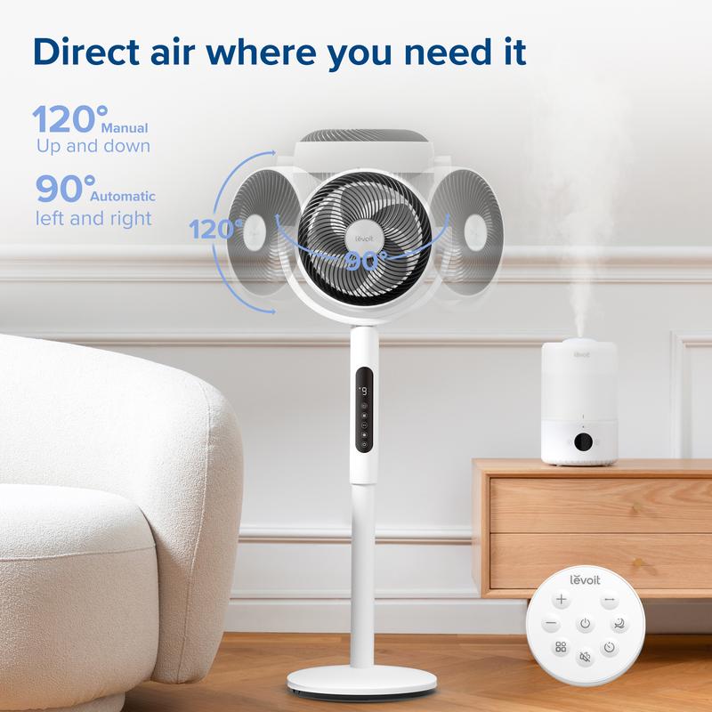 Product Introduction of LEVOIT Corebreeze R432 Standing Oscillating Fan for Home, Summer Circulator with Remote, 82ft, 20dB, 908CFM, DC Motor, 9 Speeds, Sensor, Timer, Pedestal & Tabletop mode 13
