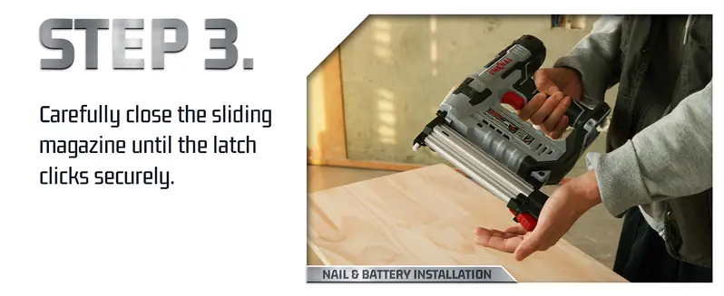 Product Introduction of Electric Nail Gun, LINKNAL Cordless Brad Nailer Battery Powered,18 Gauge, 2×20V MAX Li-ion Batteries, Charger and 1000 Nails Included (L820-BN) FathersDayGift 9