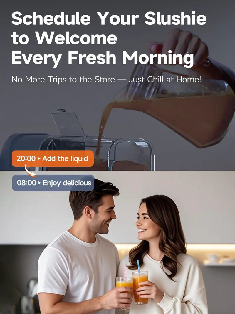 Product Introduction of Slushie Machine, Soft Serve Ice Cream Machine, Adjustable Delay Start & Ice Retention Slushy Machine with 6 Preset Programs,Frozen Drink Maker for slush, Margaritas, Smoothie, FrappƩs, Milkshakes, and More, Auto-CleaningAdjustable,Delay,Slushie,lce, 9