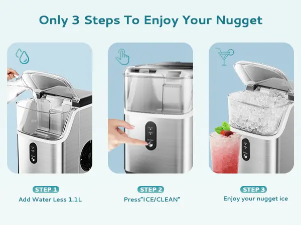 Product Introduction of EUHOMY Nugget Ice Makers Countertop, Pebble Ice Maker Machine with 35lbs/24H&33lbs/24H Soft Ice, Self-Cleaning Sonic Ice Maker with Ice Scoop&Basket, Utensils, Pellet Ice Maker for Home/Kitchen/Office 3