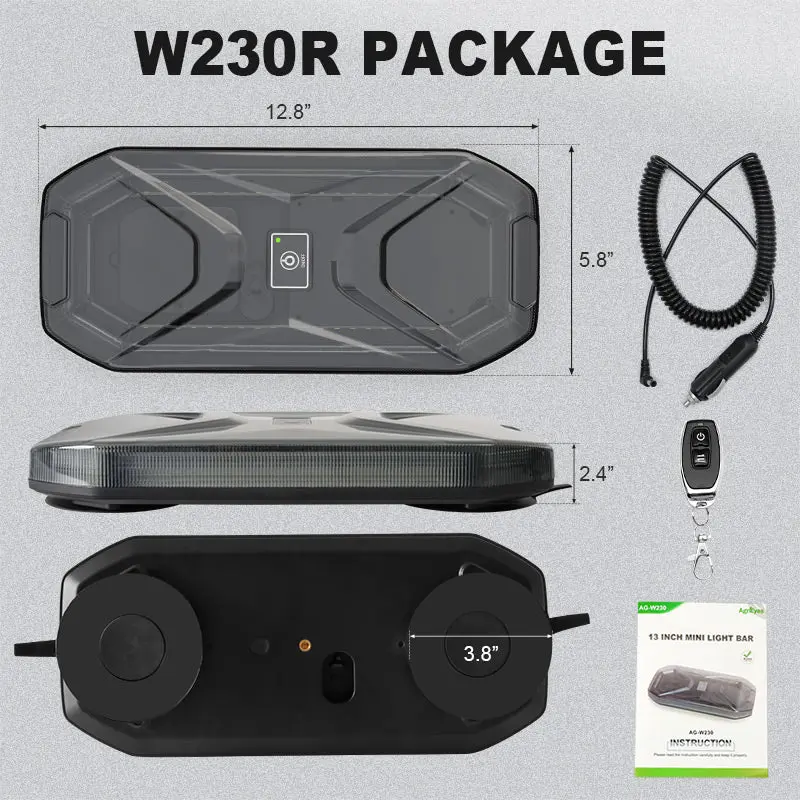 Product Introduction of AgriEyes W230B App Control Wireless Magnetic Strobe Light Bar for Trucks 2
