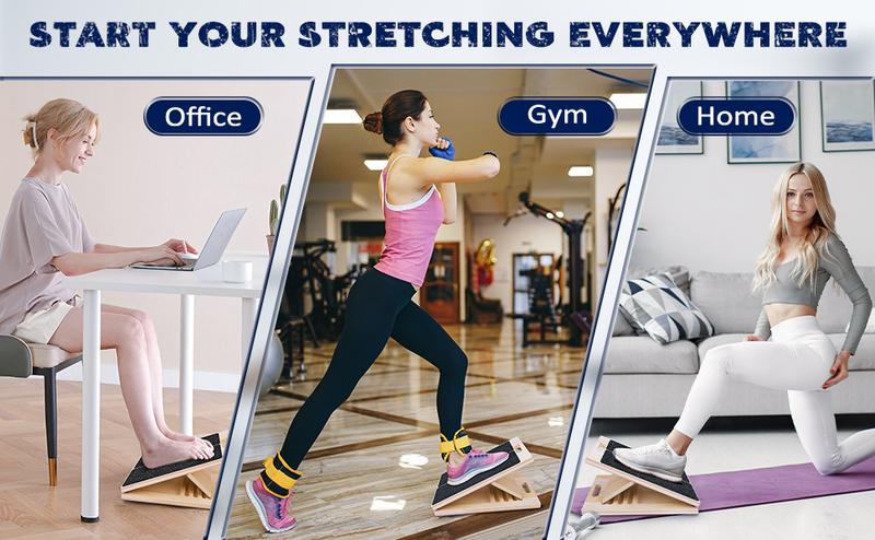 Product Introduction of Portable Wooden Slant Board for Calf Stretching Squats Calf Stretcher Physical Therapy Equipment Adjustable Incline Board for Knees Ankle Heel Feet Leg,springtok 7