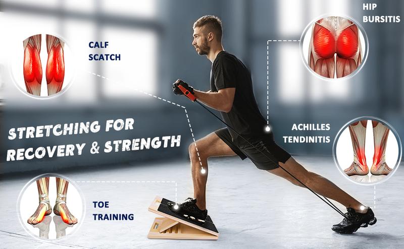 Product Introduction of Portable Wooden Slant Board for Calf Stretching Squats Calf Stretcher Physical Therapy Equipment Adjustable Incline Board for Knees Ankle Heel Feet Leg,springtok 5