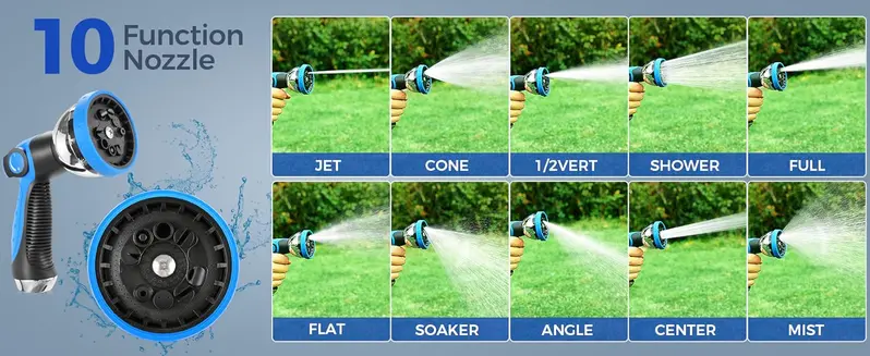 Product Introduction of Retractable Hose Reel, Garden Water Hose with 10-Function Sprayer Nozzle, Length Lock, Auto Rewind, 180° Rotate, (5/8" x 82 FT)/(1/2" x 125 FT), Yard Cleaning, Plant Watering, Car Washing and Lawncare 1