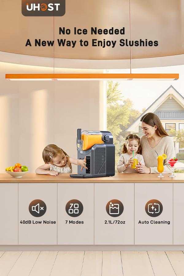 Product Introduction of Uhost Slushie Machine - 72 Oz Frozen Drink Maker with 7 Preset Programs & No Ice Needed, Slushy Machine for Home & Pool Parties, for Margaritas, Frappés,Milk Shakes and more 7