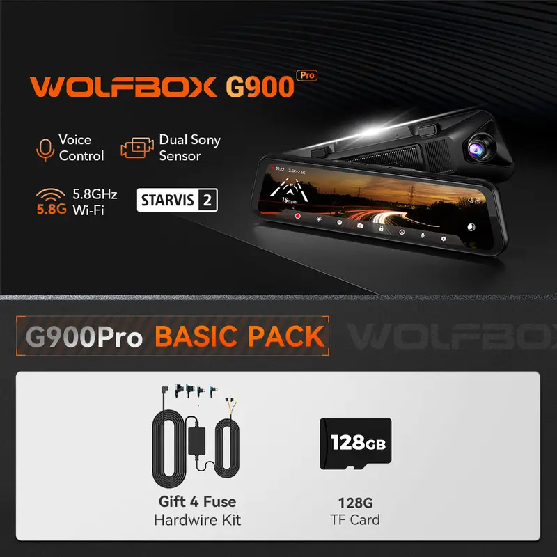 Product Introduction of WOLFBOX G900Pro 12MP WiFi Touch Screen Smart Rear View Mirror Dash Cam with 8MP IMX678 Sensor and Enhanced Low-Light Sensitivity FathersDayGift 3
