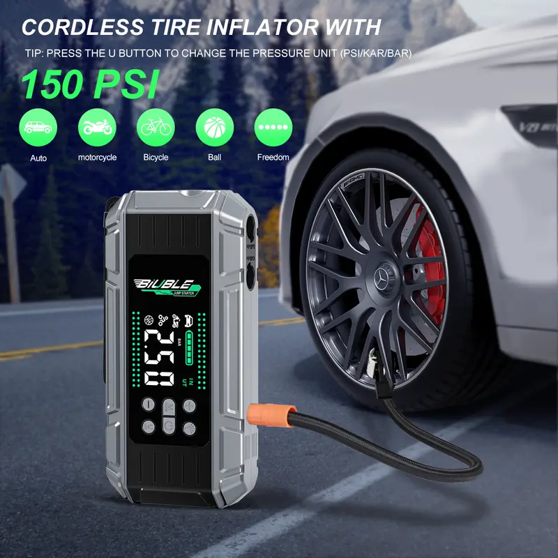 Product Introduction of [FathersDayGift] 10000A (All Gas, 12L Diesel) Portable Car Jump Starter with Air Compressor, Blower All-in-One, Fast Charging 65W Laptop Power Bank with 150PSI Tire Inflator,  Car Battery Jump Starter Multi-Function 5