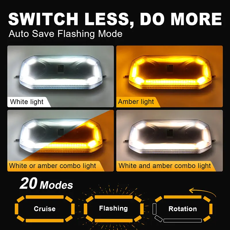 Product Introduction of AgriEyes W230B App Control Wireless Magnetic Strobe Light Bar for Trucks 3