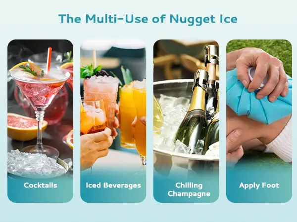 Product Introduction of EUHOMY Nugget Ice Makers Countertop, Pebble Ice Maker Machine with 35lbs/24H&33lbs/24H Soft Ice, Self-Cleaning Sonic Ice Maker with Ice Scoop&Basket, Utensils, Pellet Ice Maker for Home/Kitchen/Office 10