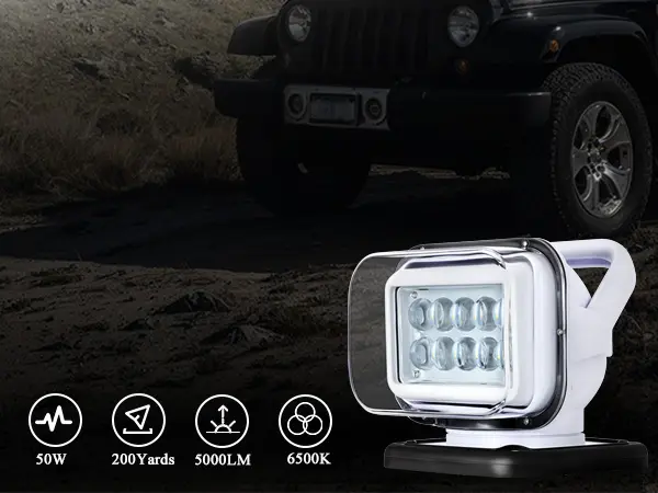 Product Introduction of Partsam Remote Control LED Searchlight for Cars Off Road Pickup Trucks - Powerful Illumination 2