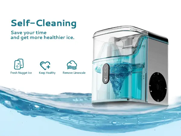 Product Introduction of EUHOMY Nugget Ice Makers Countertop, Pebble Ice Maker Machine with 35lbs/24H&33lbs/24H Soft Ice, Self-Cleaning Sonic Ice Maker with Ice Scoop&Basket, Utensils, Pellet Ice Maker for Home/Kitchen/Office 5