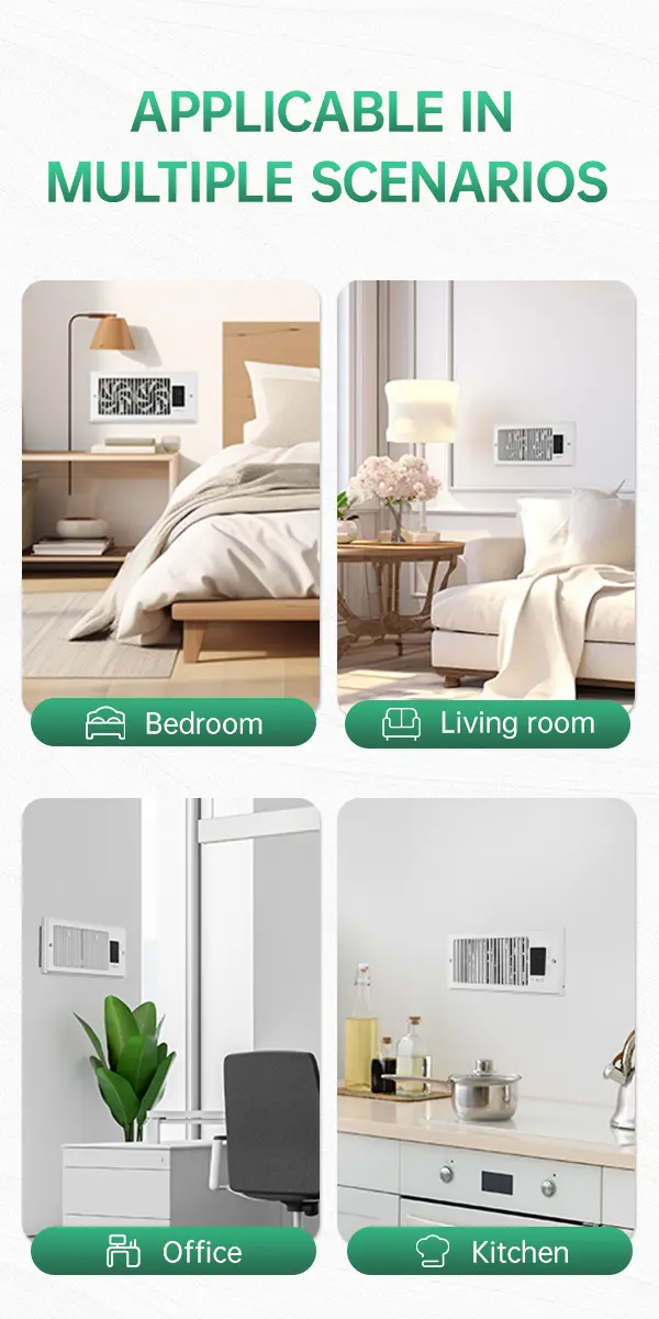 Product Introduction of 4"x10" Register Booster Fan for Wall & Floor Vents, 10-Speed Quiet Ventilation Fan with Thermostat & Remote, Negative Ion Air Vent Booster, Enhances Airflow & Home Comfort Enhancement 9