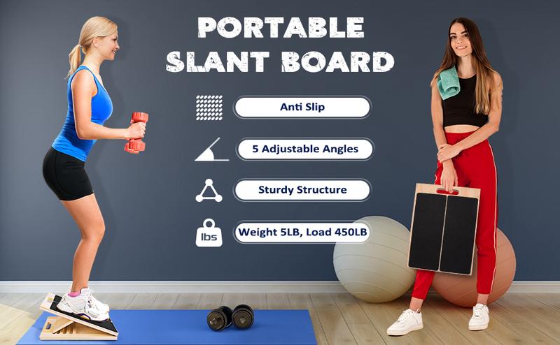 Product Introduction of Portable Wooden Slant Board for Calf Stretching Squats Calf Stretcher Physical Therapy Equipment Adjustable Incline Board for Knees Ankle Heel Feet Leg,springtok 6