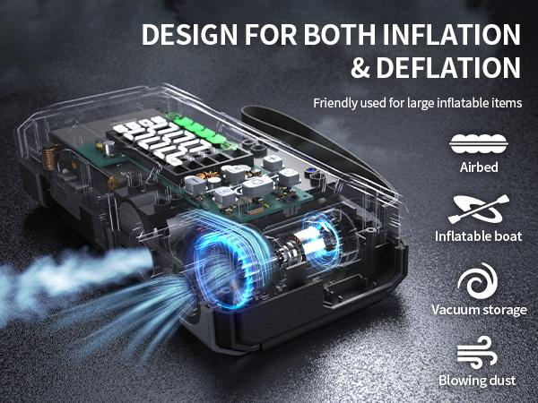 Product Introduction of 8000A Car Battery Jump Starter with Air Inflator/Deflator Compressor, 7 in 1 Portable Jumper Box Power Pack (12L Gas/10.0L Diesel) Combo Cordless Air Pump for Tire Inflator & Large LCD Screen Portable Car 11