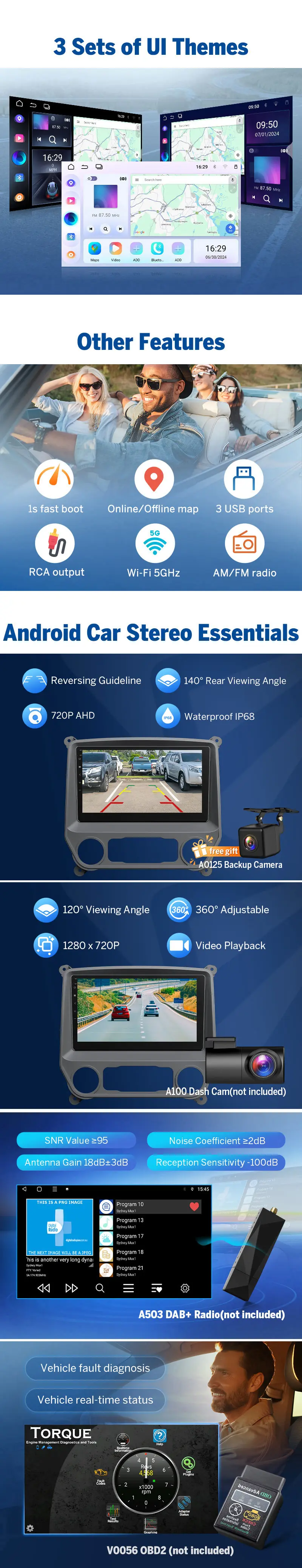 Product Introduction of Eonon Car Stereo for Chevy Silverado GMC Sierra 2014, 2015, 2016, 2017, 2018, Android 14 Head Unit Wired/ Wireless CarPlay Android Auto, 10.1" Car Radio Touch Screen, SWC, Sub, BT, Backup Camera, Dashboard Upgrade - GMSX7 15